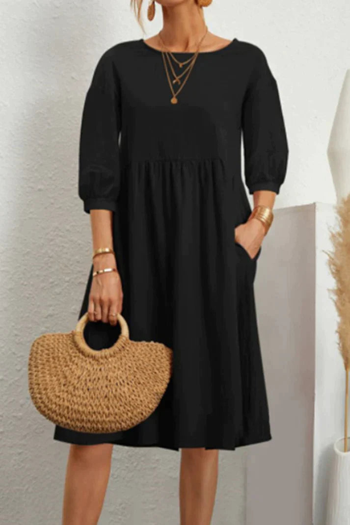 Kiara - Lässiges mittellanges Kleid mit 3/4 Ärmeln