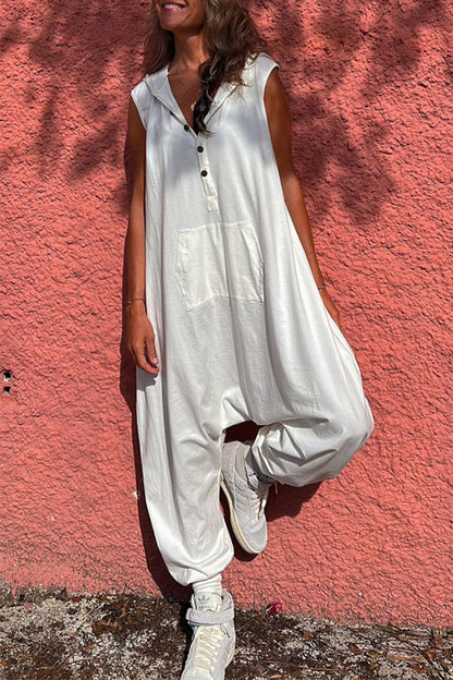 Casual sportswearenÃ Feste Taschen mit Kapuze und Kragen Gerade Jumpsuits (3 Farben)