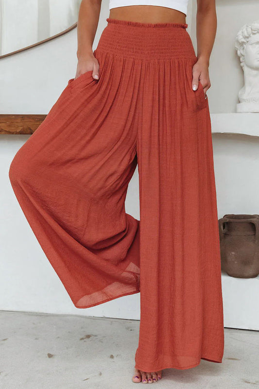 Casual everyday solid pocket folding loose high waist wide leg plain colour shorts (3 Farben)