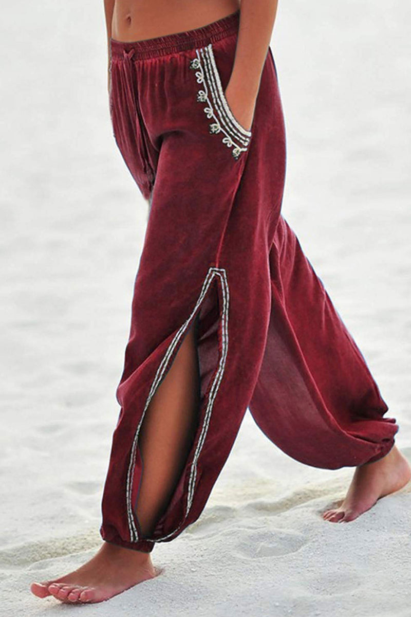 Holiday Print Quasten-Patchwork geteilt Lose Harlan Patchwork-Hose