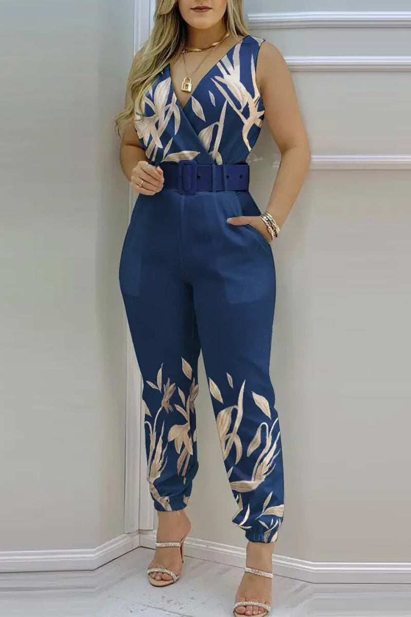 Sexy Casual Solid Rückenfrei mit Riemen V-Ausschnitt Regular Jumpsuits