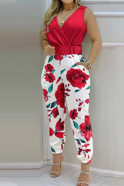 Sexy Casual Solid Rückenfrei mit Riemen V-Ausschnitt Regular Jumpsuits