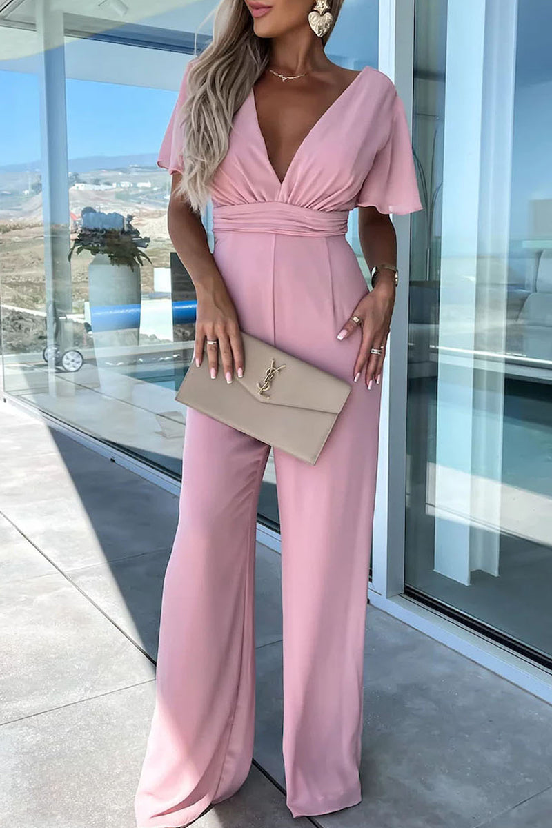 Eleganter gerader Ausschnitt Regular Jumpsuits