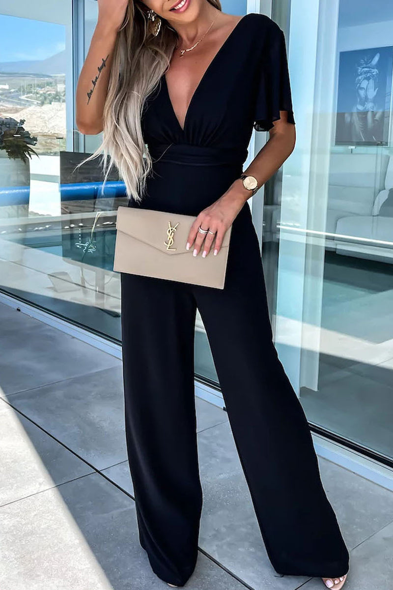 Eleganter gerader Ausschnitt Regular Jumpsuits