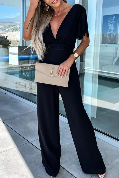 Eleganter gerader Ausschnitt Regular Jumpsuits