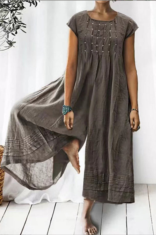 Lässige Einfachheit klobige lose Passform O-Ausschnitt Jumpsuits (6 Farben)
