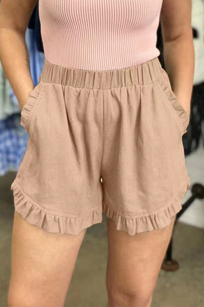 Casual einfarbige Hose mit losen Taschen High-Waist weites Bein