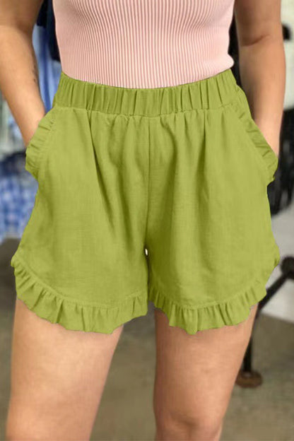 Casual einfarbige Hose mit losen Taschen High-Waist weites Bein