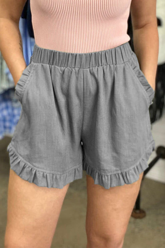 Casual einfarbige Hose mit losen Taschen High-Waist weites Bein