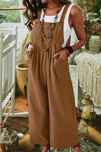 Casual street solid loose-fitting pocket collar jumpsuits (7 Farben)
