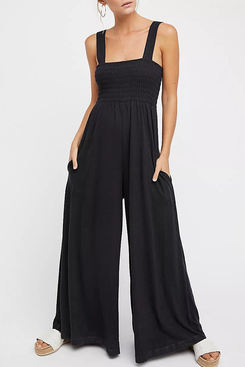 Simplicity Einfarbig Baggy Lose Jumpsuits