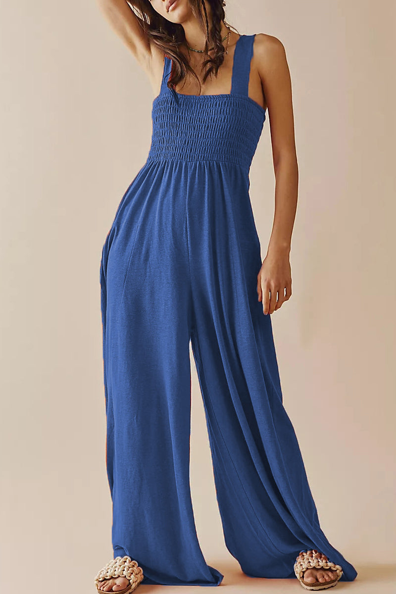 Simplicity Einfarbig Baggy Lose Jumpsuits