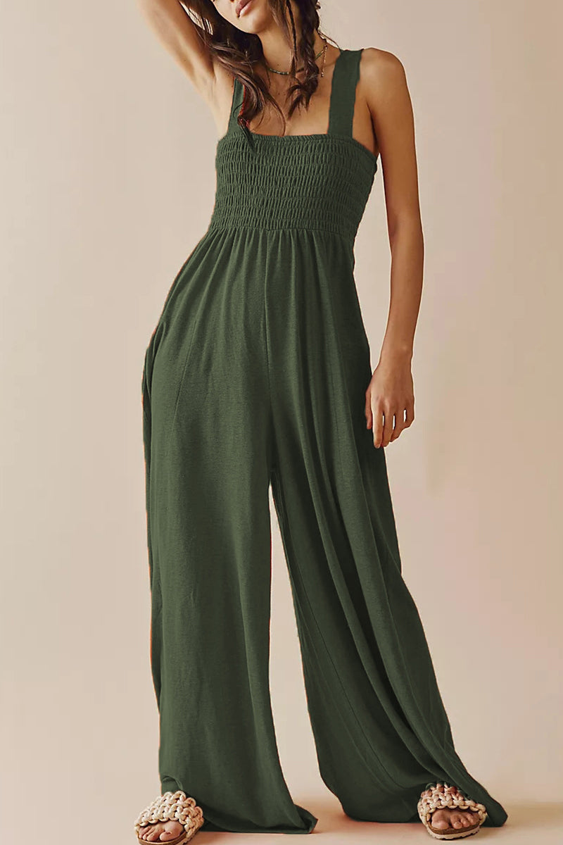 Simplicity Einfarbig Baggy Lose Jumpsuits