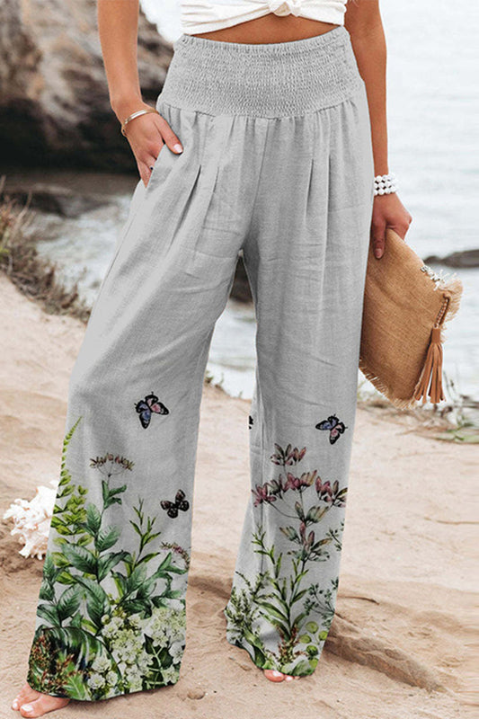 Casual Holiday Print Patchwork Lose Hose mit hoher Taille und weitem Bein