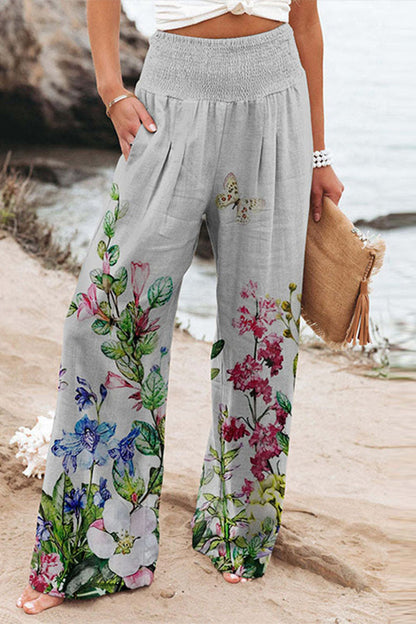 Casual Holiday Print Patchwork Lose Hose mit hoher Taille und weitem Bein