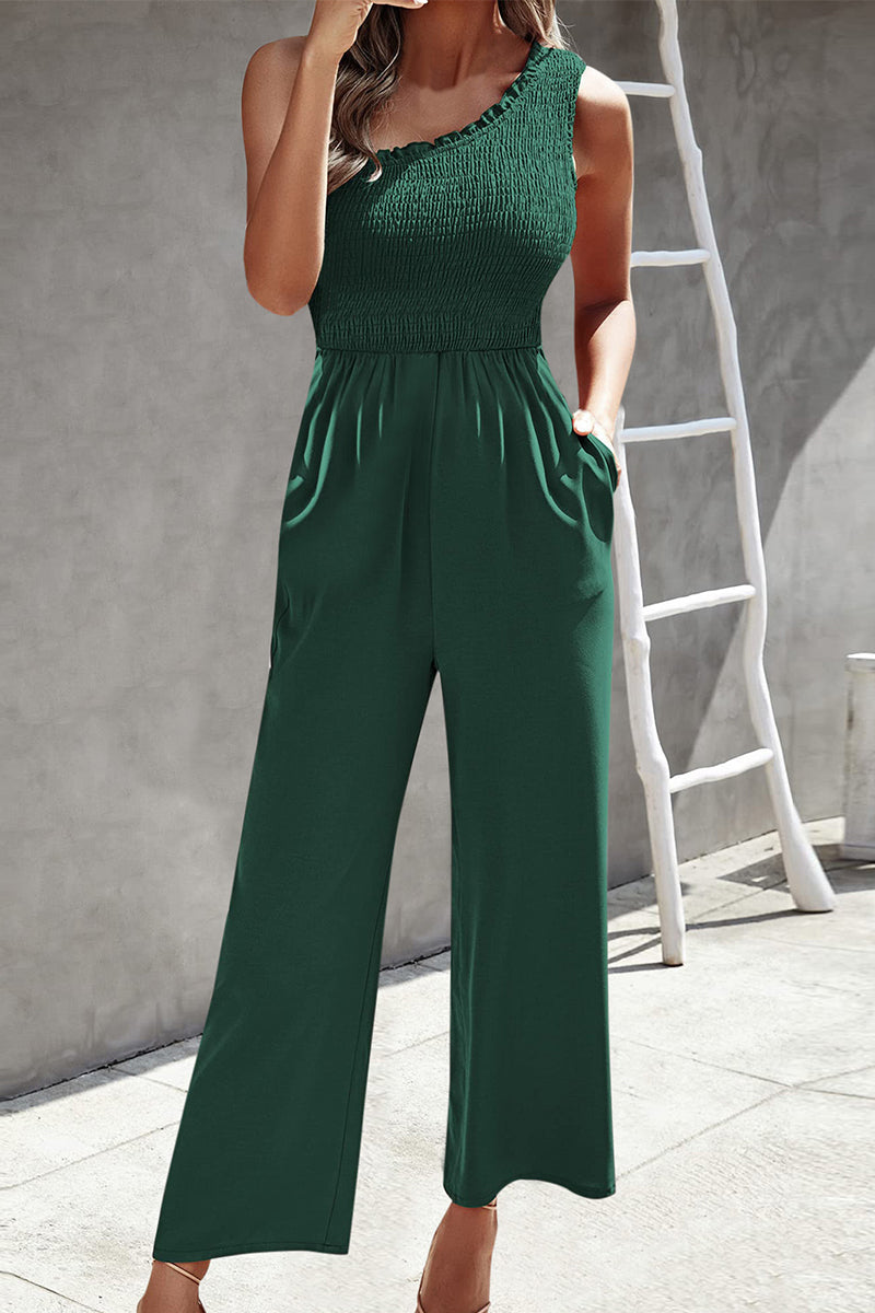 Casual Print Patchwork Tasche Bias Kragen Loose Jumpsuits mit Patchwork Druck.