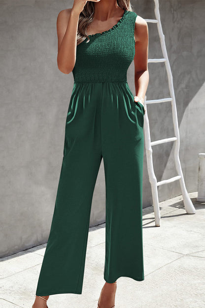 Casual Print Patchwork Tasche Bias Kragen Loose Jumpsuits mit Patchwork Druck.