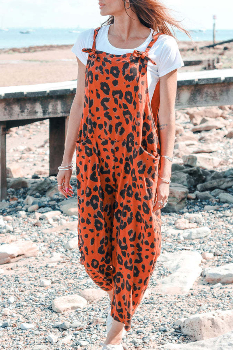 Casual College Leopard Patchwork Lose Jumpsuits (5 Farben)