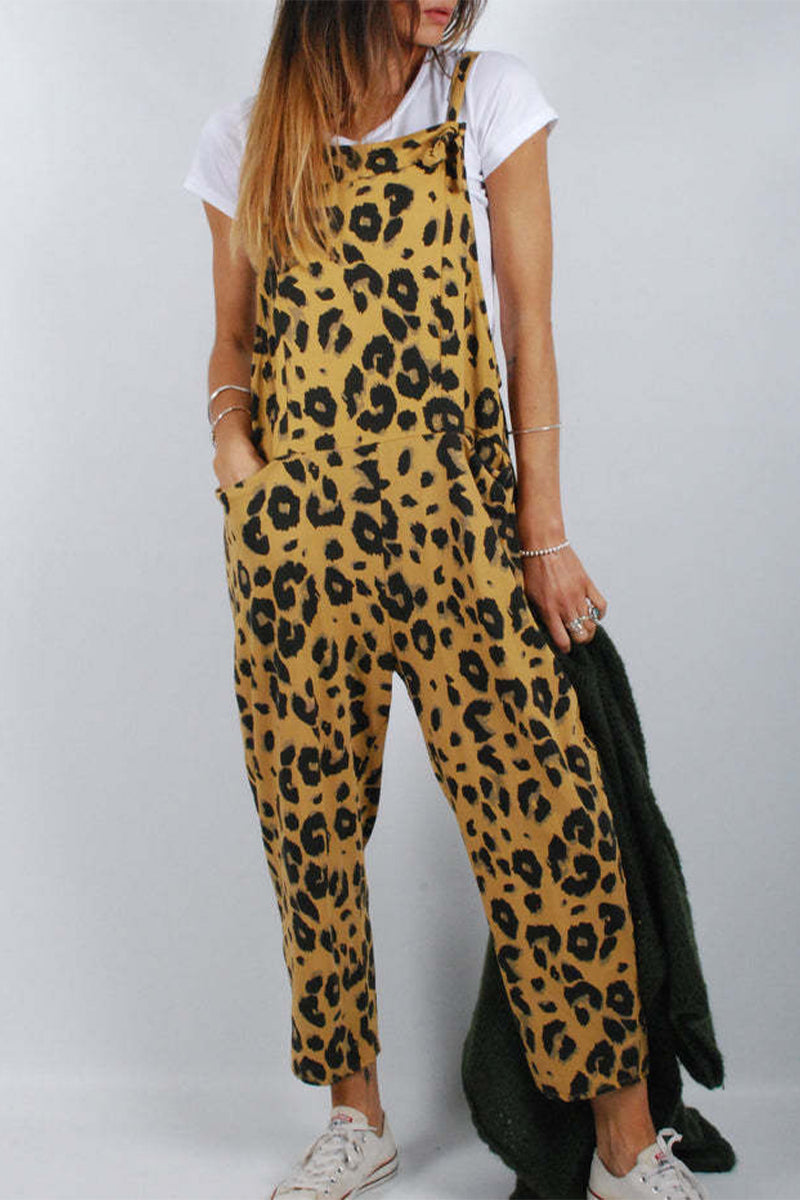 Casual College Leopard Patchwork Lose Jumpsuits (5 Farben)