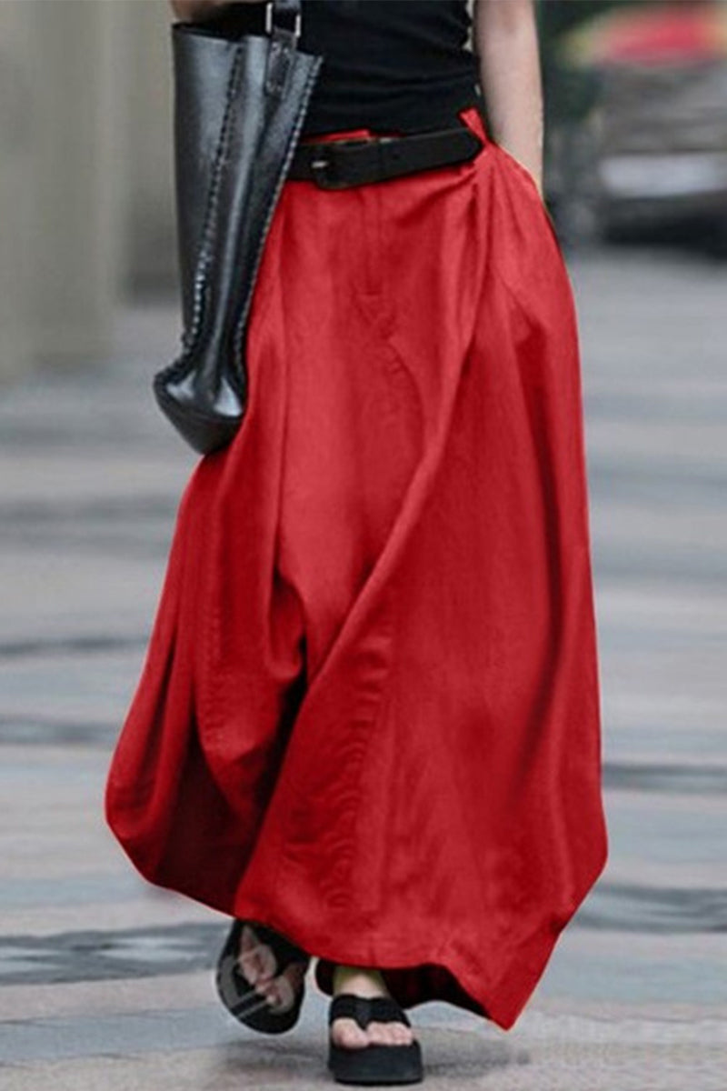 Casual Simplicity Solid Beltless Loose High Waist Type A Solid Colour Trousers (5 Farben)