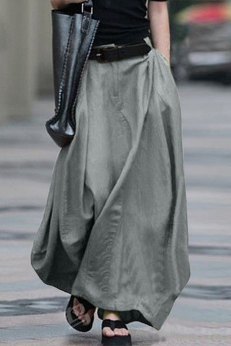 Casual Simplicity Solid Beltless Loose High Waist Type A Solid Colour Trousers (5 Farben)