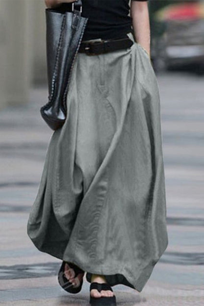 Casual Simplicity Solid Beltless Loose High Waist Type A Solid Colour Trousers (5 Farben)