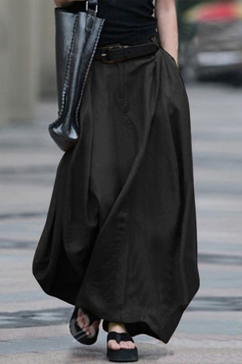 Casual Simplicity Solid Beltless Loose High Waist Type A Solid Colour Trousers (5 Farben)
