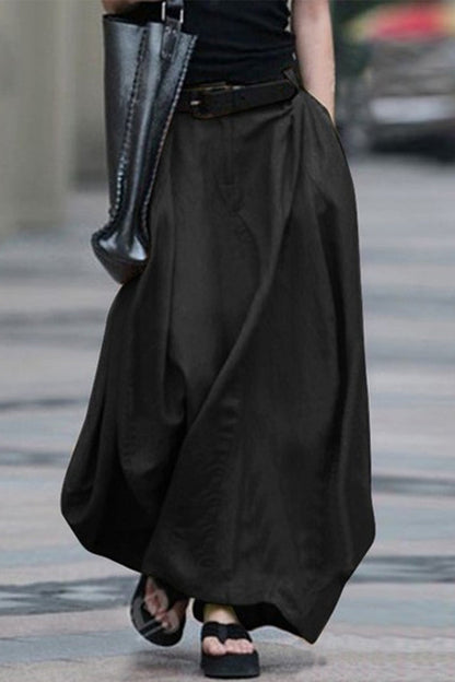 Casual Simplicity Solid Beltless Loose High Waist Type A Solid Colour Trousers (5 Farben)