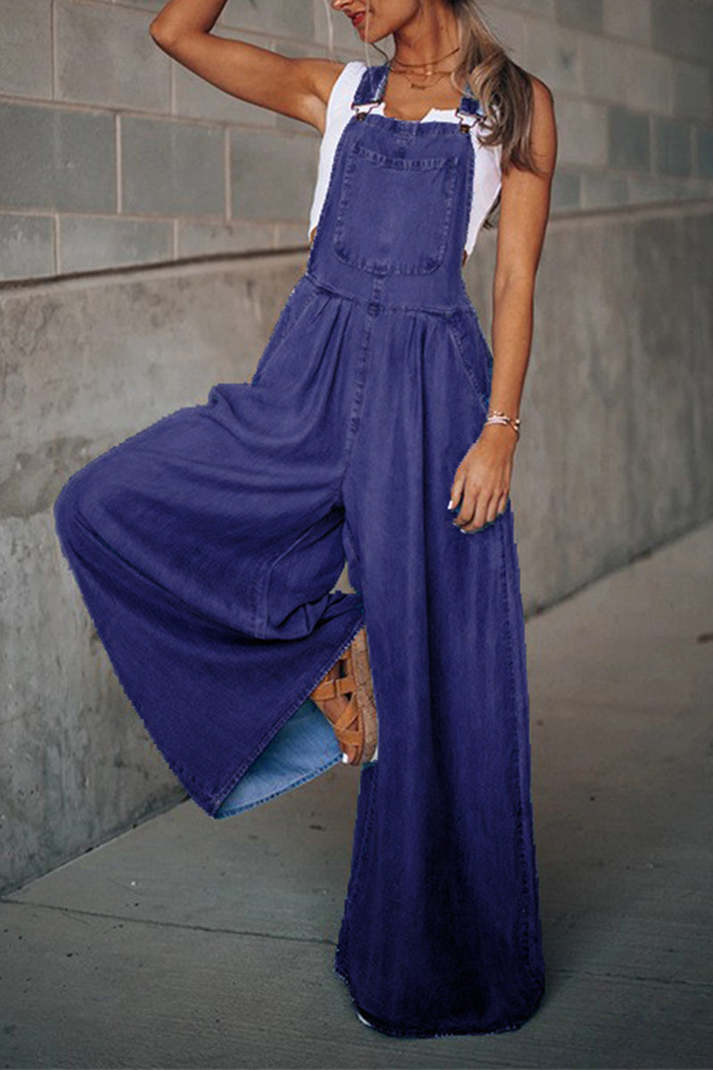 Fashion lässige klobige Tasche mit Spaghetti-Trägern lose Jumpsuit (4 Farben)