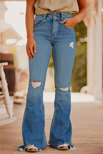 Casual Street Solid Ripped-Make-Old-Jeans mit hoher Taille (3 Farben)