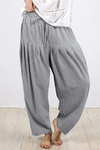Casual Solid Frenulum Fold Loose High Waist Harlan Solid Colour Hosen (10 Farben)
