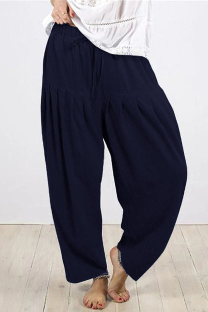 Casual Solid Frenulum Fold Loose High Waist Harlan Solid Colour Hosen (10 Farben)