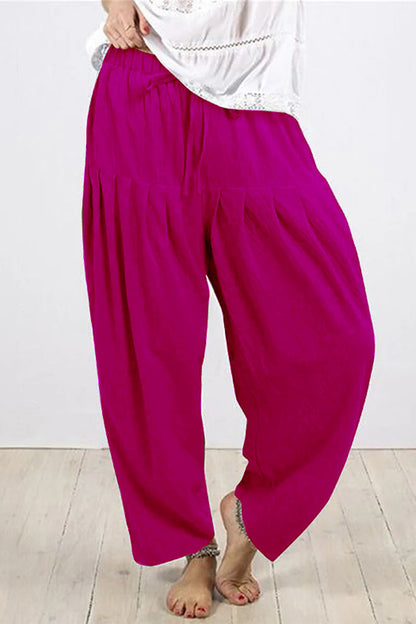 Casual Solid Frenulum Fold Loose High Waist Harlan Solid Colour Hosen (10 Farben)