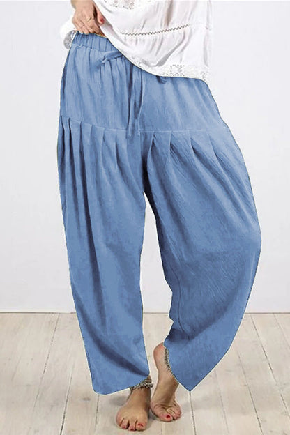 Casual Solid Frenulum Fold Loose High Waist Harlan Solid Colour Hosen (10 Farben)