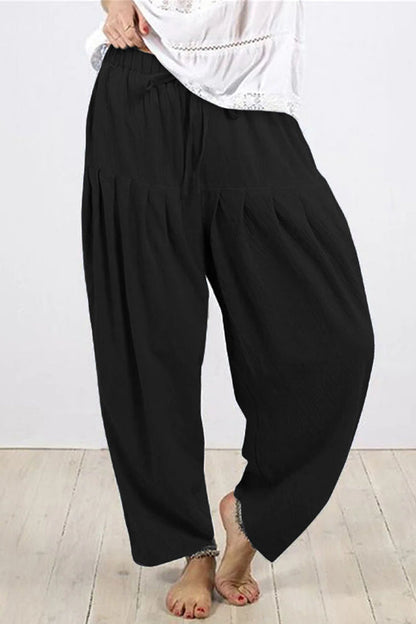 Casual Solid Frenulum Fold Loose High Waist Harlan Solid Colour Hosen (10 Farben)