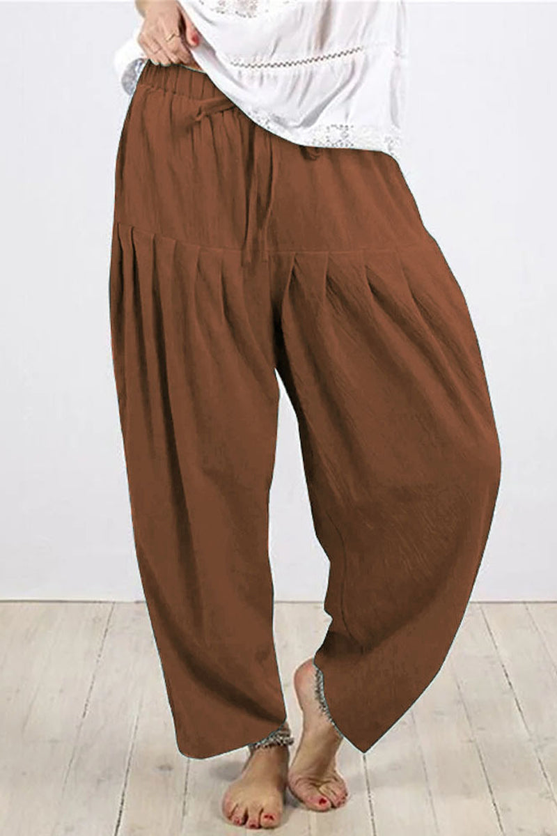 Casual Solid Frenulum Fold Loose High Waist Harlan Solid Colour Hosen (10 Farben)