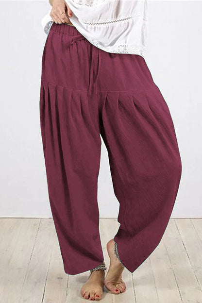 Casual Solid Frenulum Fold Loose High Waist Harlan Solid Colour Hosen (10 Farben)