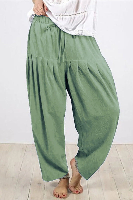 Casual Solid Frenulum Fold Loose High Waist Harlan Solid Colour Hosen (10 Farben)