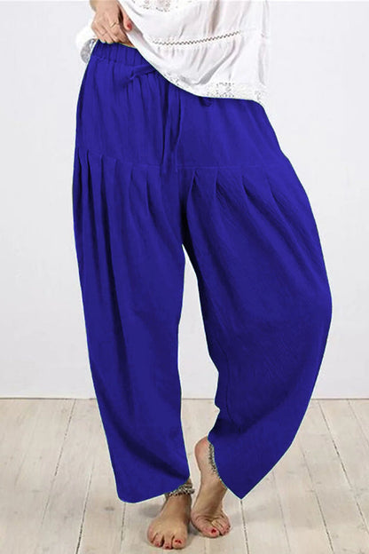 Casual Solid Frenulum Fold Loose High Waist Harlan Solid Colour Hosen (10 Farben)