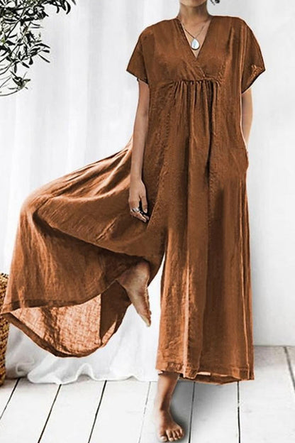Lässige Loungewear mit festen Taschen und lockerem V-Ausschnitt