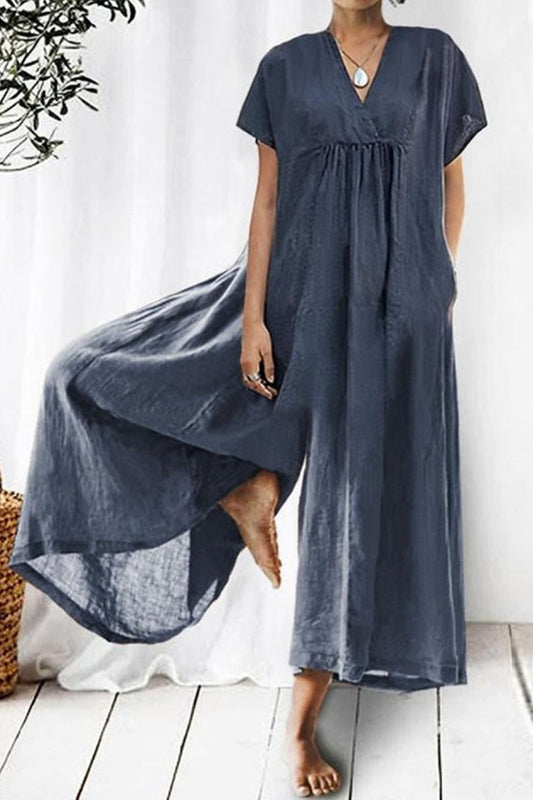 Lässige Loungewear mit festen Taschen und lockerem V-Ausschnitt
