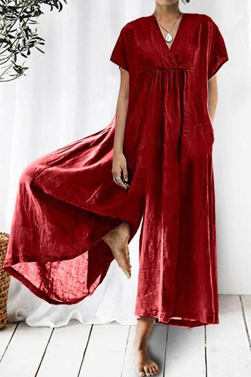 Lässige Loungewear mit festen Taschen und lockerem V-Ausschnitt