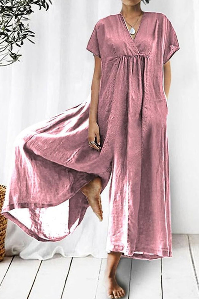 Lässige Loungewear mit festen Taschen und lockerem V-Ausschnitt