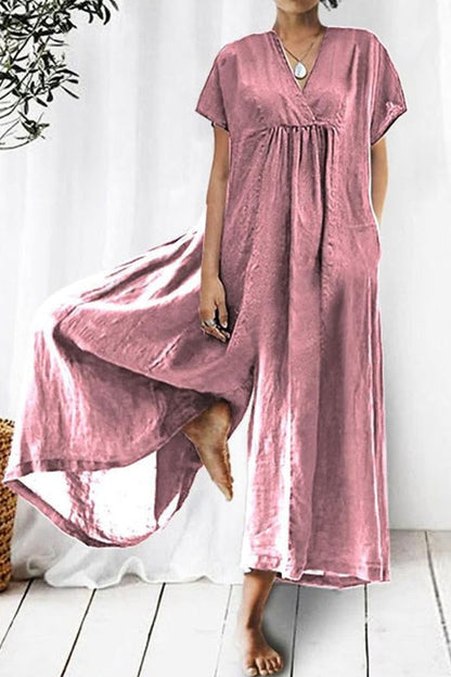 Lässige Loungewear mit festen Taschen und lockerem V-Ausschnitt