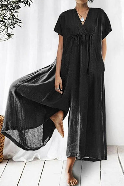 Lässige Loungewear mit festen Taschen und lockerem V-Ausschnitt
