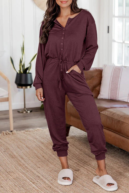 Casual Solid Patchwork V-Ausschnitt Regular Jumpsuits