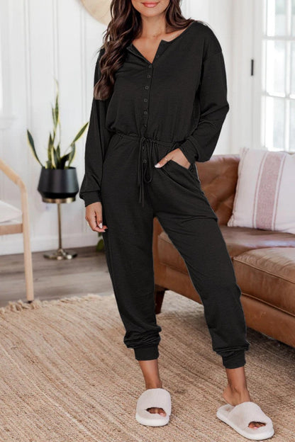 Casual Solid Patchwork V-Ausschnitt Regular Jumpsuits
