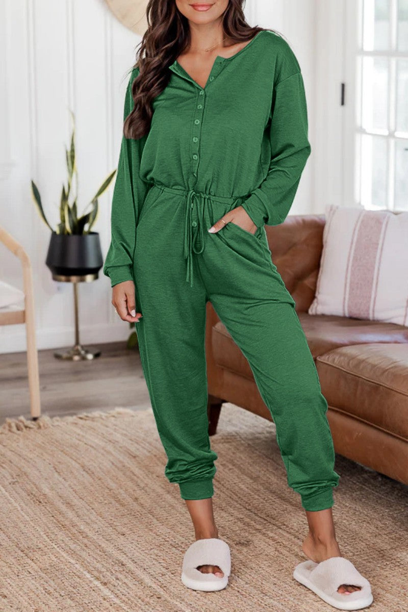 Casual Solid Patchwork V-Ausschnitt Regular Jumpsuits
