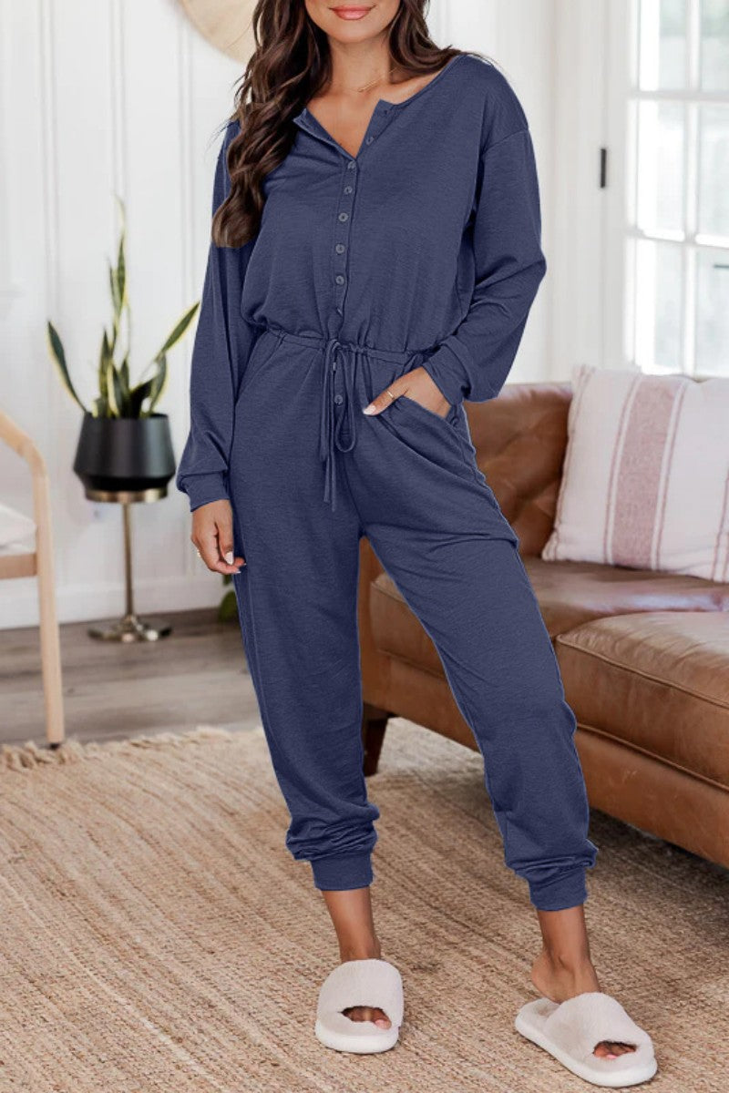Casual Solid Patchwork V-Ausschnitt Regular Jumpsuits