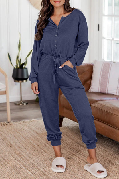 Casual Solid Patchwork V-Ausschnitt Regular Jumpsuits